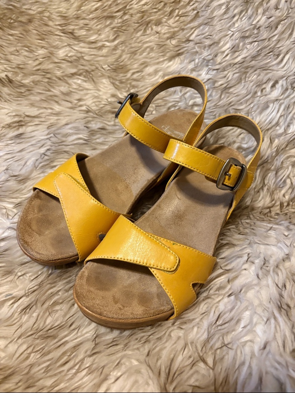 Dansko Yellow Leather Buckle Sandals